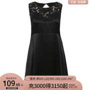 名师路夏季黑色蕾丝印花无袖连衣裙优雅迷人女裙子
