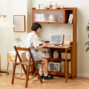 折叠书桌一体电脑桌子办公桌学生，家用小型台式工作台写字卧室实木