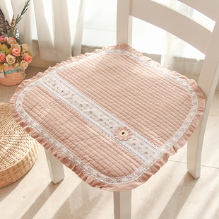 韩式纯棉布艺椅子垫四季通用全棉，坐垫家用薄款餐椅垫子透气凳子垫