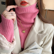 高领毛衣女(毛衣女)秋冬西装，内搭羊绒针织衫粉色，打底衫2023年冬季上衣