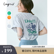 ungrid日系2023夏季纯欲风遮肚子显瘦独特上衣，减龄图案t恤