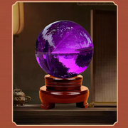 紫水晶球摆件紫色水晶透明玻璃圆球店铺客厅酒柜玄关招财摆件