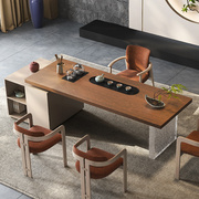 新中式实木茶桌禅意大板，茶台现代轻奢办公室，功夫茶几桌椅组合