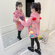 女童卫衣2022冬装女孩加绒加厚儿童中长款秋冬网红韩版上衣潮