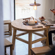 可调温的家用碳火围炉煮茶桌实木柏木新中式小茶几餐桌一体火炉桌