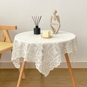 法式复古小清新茶几，餐桌桌布长方形白色蕾丝，桌布ins风床头柜盖布