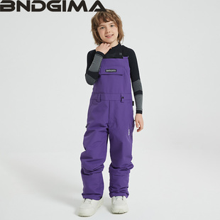 BNDGIMA 儿童滑雪裤男童女童单板双板工装背带款防水保暖装备