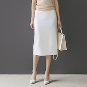 气质OL通勤半身裙简约白色中长裙优雅西装裙高腰直筒韩版好品质女