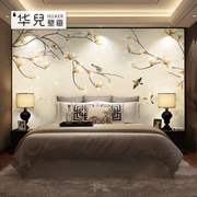8d新中式花鸟背景墙壁画墙纸山水月亮壁纸卧室客厅沙发3d电视墙布