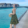 泰国旅游沙滩裙小个子吊带连衣裙，女夏超仙露背度假裙雪纺短裙