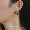 OARVA S925纯银天然紫水晶耳钉女防过敏原创设计耳环复古简约小众