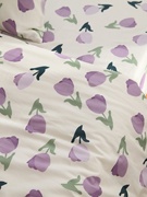 郁金香枕套床品紫色全棉被套，被罩四件套纯棉，床单床笠可花朵搭配三
