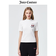 Juicy Couture橘滋T恤女2023夏季针织小高领修身短袖T恤上衣