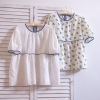 韩国宽松高腰娃娃衫，蓬蓬裙下摆法式衬衫，纯棉印花上衣夏季刺绣