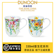 英国DUNOON骨瓷杯330ml蔓生花植物创意马克杯咖啡杯水杯办公杯