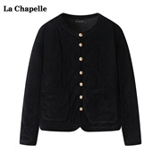 拉夏贝尔lachapelle黑色，小香风外套女秋冬季气质加厚薄棉服