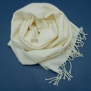 纯羊毛拉绒白胚秋冬保暖植物染扎染专用围巾，窄款男女通用毛边流