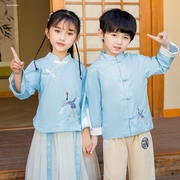 幼儿园园服夏装中国风儿童，班服毕业照，汉服夏季小学生校服短袖套装