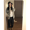 条纹连帽开衫卫衣女春秋薄款设计感小众，美式复古宽松大码拉链外套