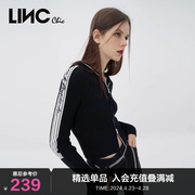 LINCCHIC金羽杰针织衫潮酷机能短款连帽针织开衫外套女S223SW693