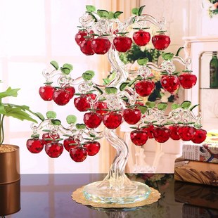 电视酒柜红色水晶苹果树，摆件客厅高档招财，摆饰品送朋友发财树