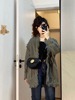 灰色针织衫毛衣女(毛衣女)秋季2023年慵懒风，毛边宽松长袖开衫上衣外套