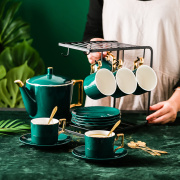 轻奢咖啡杯英式下午茶茶具咖啡具杯碟家用小奢华花茶杯套装水杯
