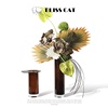现代轻奢咖色直筒玻璃花瓶，插花样板间花艺，软装客厅餐桌花器装饰品