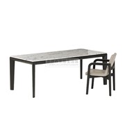 北欧班兰大理石餐桌椅组合意式，实木餐桌极简长方形别墅餐厅大饭桌