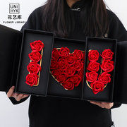 花盒包装盒心形玫瑰花礼盒透明鲜花，七夕惊喜告白盒，diy盒花艺材料