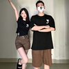 小众设计感情侣装夏季韩版短袖T恤男女两件套法式一裙一衣ins潮牌