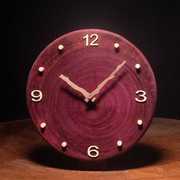 紫心木挂钟客厅个性新中式，田园钟表挂钟手工制超静音卧室实木挂钟