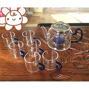 加厚耐热玻璃煮泡花草茶壶，茶具透明不锈钢玻璃过滤内胆，功夫整套装