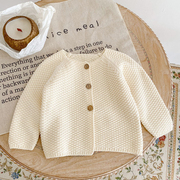 男女宝宝针织小外套春秋季薄款新生儿婴儿毛衣长袖开衫0-3岁