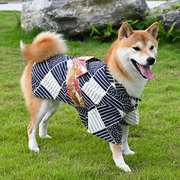 纯棉和风樱花宠物狗狗中小型犬柴犬柯基法斗格子海浪衣服和服浴衣