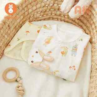 微狮牧尼新生婴儿半背衣纯棉，a类夏季0-6月兔年宝宝衣服和尚服上衣