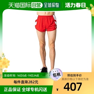 日本直邮asics男士田径服跑步短裤经典红色，白色xl2091a1