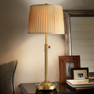 时尚轻奢升降铜台灯 欧式浪漫纯铜灯 创意客厅卧室床头灯装饰美式