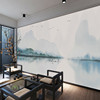 新中式水墨山水飞鸟大型壁画客厅沙发电视背景墙壁纸卧室墙布壁布