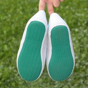 小白鞋帆布平底男女鞋低帮青年，表演系带绿底学生运动会白色布鞋子(布鞋子)