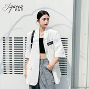 短袖西装外套女夏季韩版BF时尚宽松廓形设计感网红炸街小西服