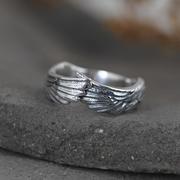 戒指天使情侣男女复古对戒银指环s925设计之翼个性对工艺创意