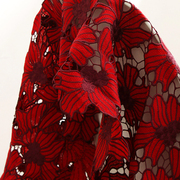 重工全水溶蕾丝布料红色镂空双色刺绣布礼服(布，礼服)旗袍连衣裙婚纱面料