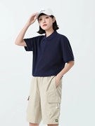 纯棉T恤女有翻领短袖夏季幼儿园老师园服粉色运动POLO衫工衣定制