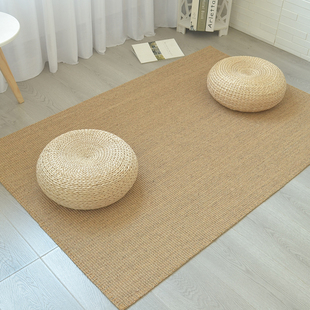 麻地毯客厅茶几卧室亚麻草编，榻榻米长方形黄麻日式编织地垫满铺