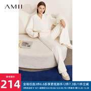 amii2023秋季设计感卫衣套装，女休闲运动两件套宽松v领上衣