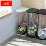 韩式品质潮流家用乾湿分类垃圾架大号，翻盖垃圾桶金属垃圾袋置物架
