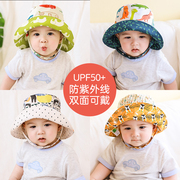 防紫外线宝宝帽子婴儿帽子，渔夫帽遮阳帽男童太阳帽，儿童防晒帽薄款