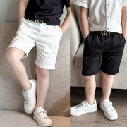 儿童短裤夏季男童白色中裤黑色，五分裤中大童休闲西裤子百搭童装