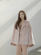 MURBLANC  经典系列 粉白色日本进口环保仿兔毛皮草大衣短外套